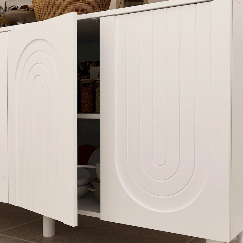 Mobile credenza bianco con gambe in pino - Credenza contenitore da 160,5 cm