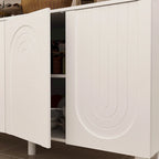 Mobile credenza bianco con gambe in pino - Credenza contenitore da 160,5 cm
