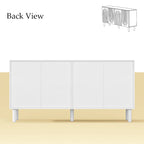 Mobile credenza bianco con gambe in pino - Credenza contenitore da 160,5 cm