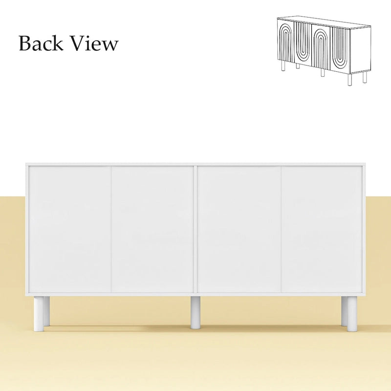 Mobile credenza bianco con gambe in pino - Credenza contenitore da 160,5 cm