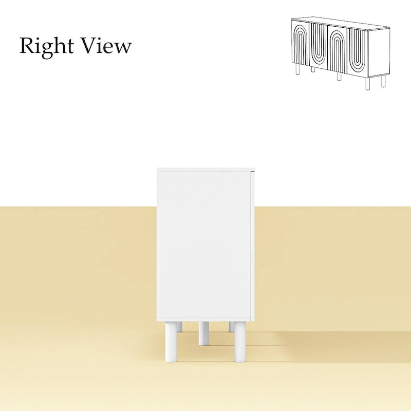 Mobile credenza bianco con gambe in pino - Credenza contenitore da 160,5 cm