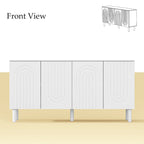 Mobile credenza bianco con gambe in pino - Credenza contenitore da 160,5 cm