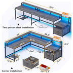 L Shape Gaming Computer Desk with File Drawer Printer Storage Shelves