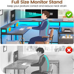 L Shape Gaming Computer Desk with File Drawer Printer Storage Shelves