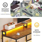 L Shape Gaming Computer Desk with File Drawer Printer Storage Shelves