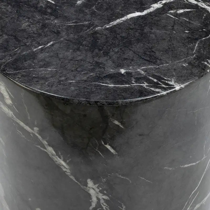 Tavolino rotondo con piedistallo Sully, bianco e nero