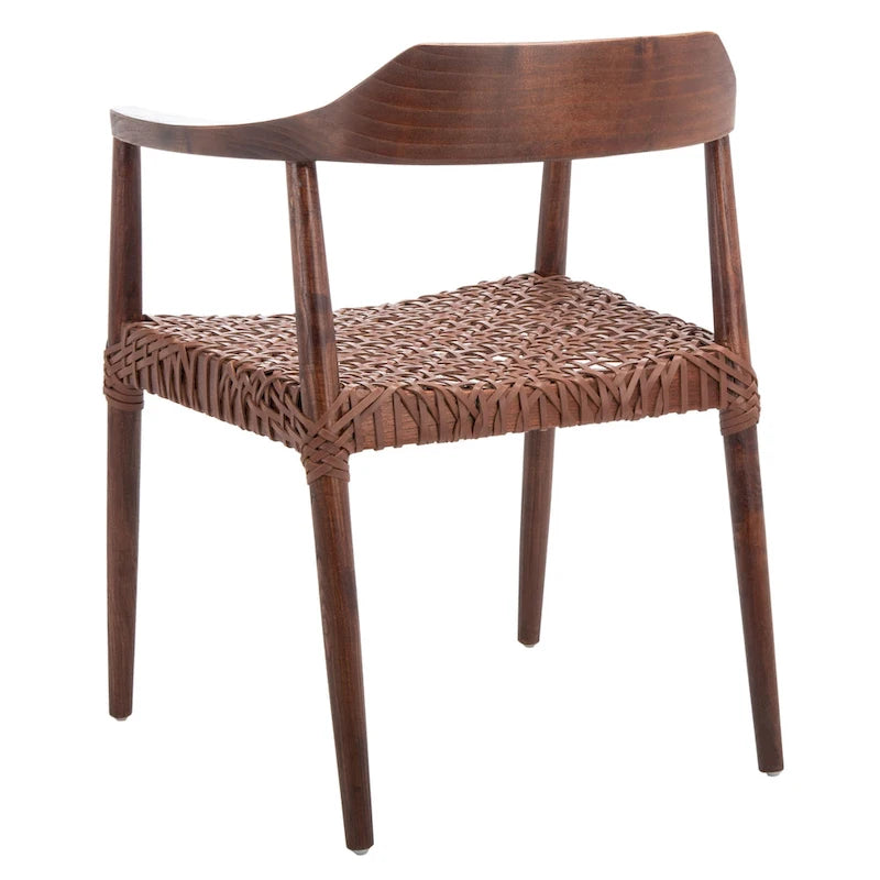 Munro Wanda Woven Leather & Solid Wood Accent Chair (Fully Assembled) - 22 W x 20.5 L x 28.5 H - 22Wx21Dx29H
