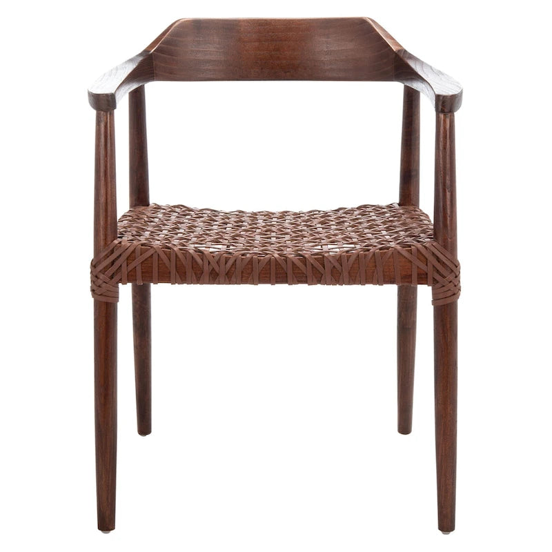 Munro Wanda Woven Leather & Solid Wood Accent Chair (Fully Assembled) - 22 W x 20.5 L x 28.5 H - 22Wx21Dx29H