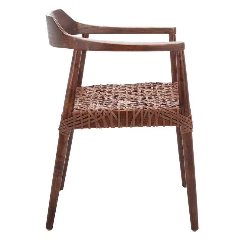 Munro Wanda Woven Leather & Solid Wood Accent Chair (Fully Assembled) - 22 W x 20.5 L x 28.5 H - 22Wx21Dx29H