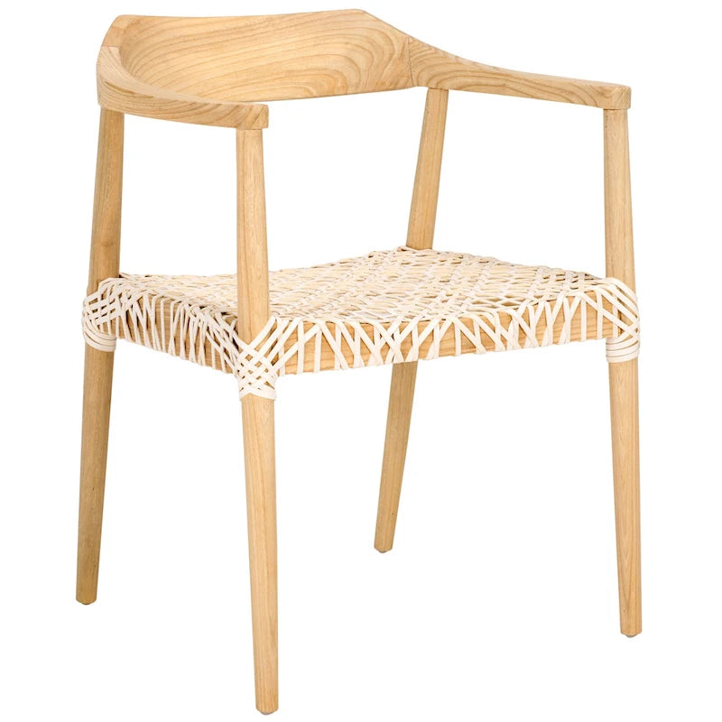 Munro Wanda Woven Leather & Solid Wood Accent Chair (Fully Assembled) - 22 W x 20.5 L x 28.5 H - 22Wx21Dx29H