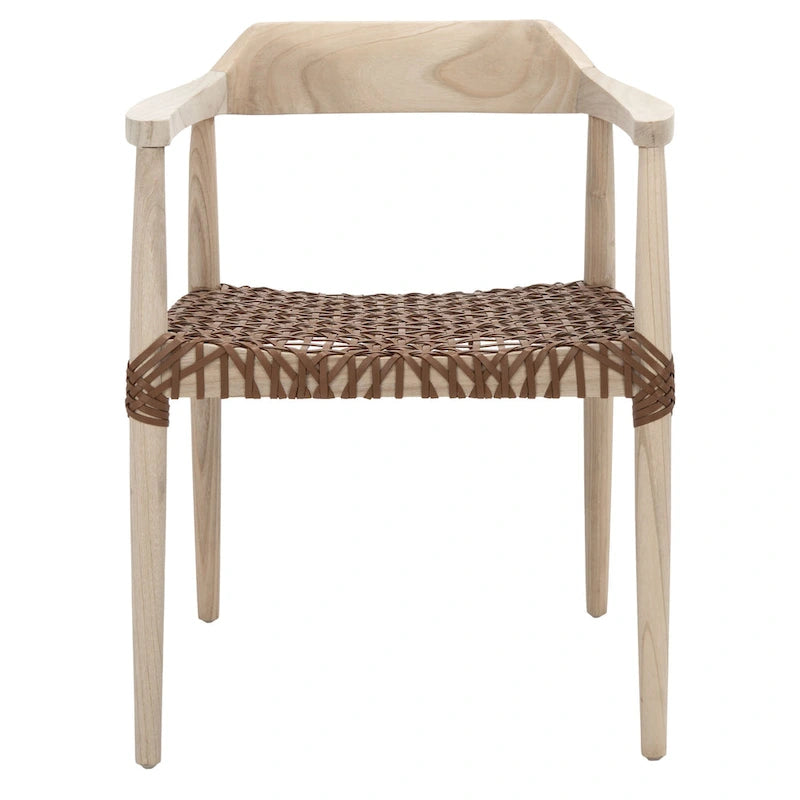 Munro Wanda Woven Leather & Solid Wood Accent Chair (Fully Assembled) - 22 W x 20.5 L x 28.5 H - 22Wx21Dx29H