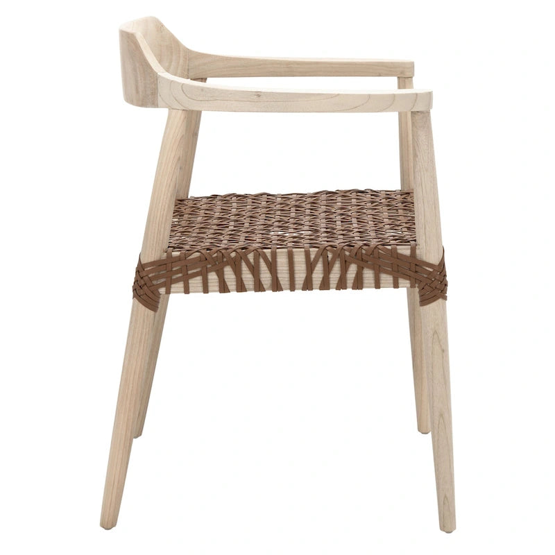Munro Wanda Woven Leather & Solid Wood Accent Chair (Fully Assembled) - 22 W x 20.5 L x 28.5 H - 22Wx21Dx29H