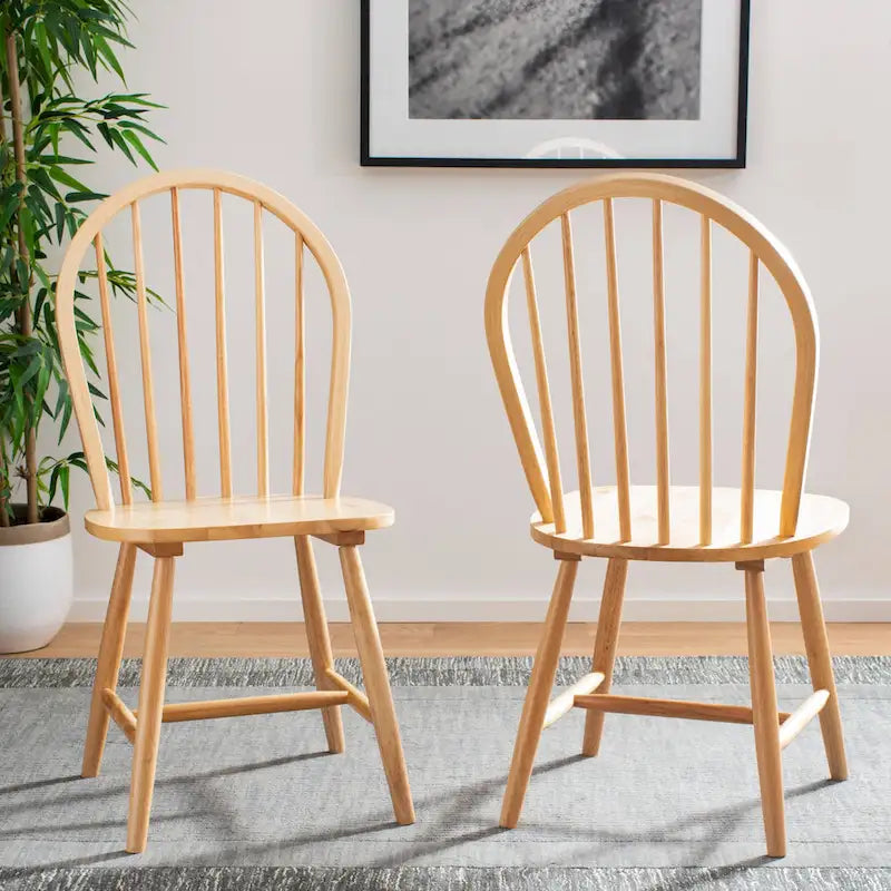 SAFAVIEH Delcie Spindle Oval Back Dining Chair (Set of 2) - 17.9 x 19.7 x 37 - 18Wx20Dx37H