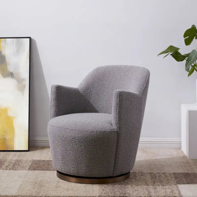 SAFAVIEH Couture Nver Swivel Accent Chair - 26 In. W x 32 In. D x 31 In. H - 26Wx32Dx31H