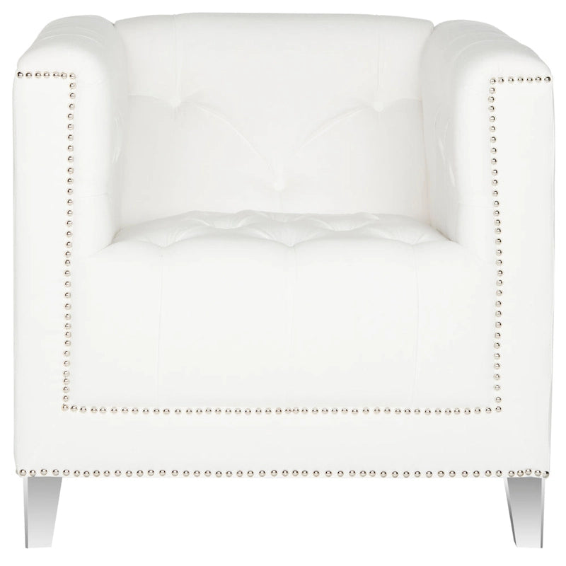 SAFAVIEH Kamilah Poltrona a pozzetto bianca/trasparente - 31.9 x 33.9 x 29.9 - 32L x 34P x 30A