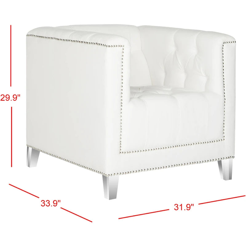 SAFAVIEH Kamilah Poltrona a pozzetto bianca/trasparente - 31.9 x 33.9 x 29.9 - 32L x 34P x 30A
