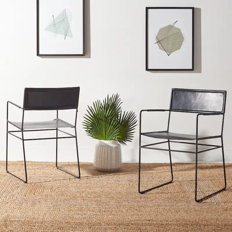 Sedia da pranzo in pelle Bernardine SAFAVIEH (Set di 2) - 21.7 L x 19.7 P x 31.9 H - 22Lx20Px32A