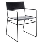 SAFAVIEH Bernardine Leather Dining Chair (Set of 2) - 21.7 W x 19.7 L x 31.9 H - 22Wx20Dx32H