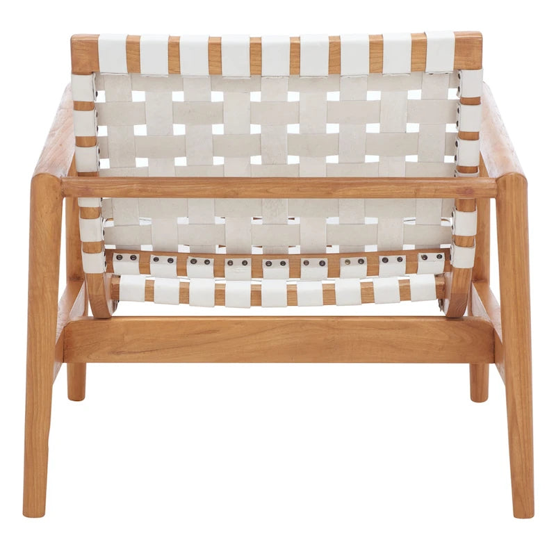 SAFAVIEH Vena Leather Woven Accent Chair - 30 W x 28 D x 28 H - 30Wx28Dx28H