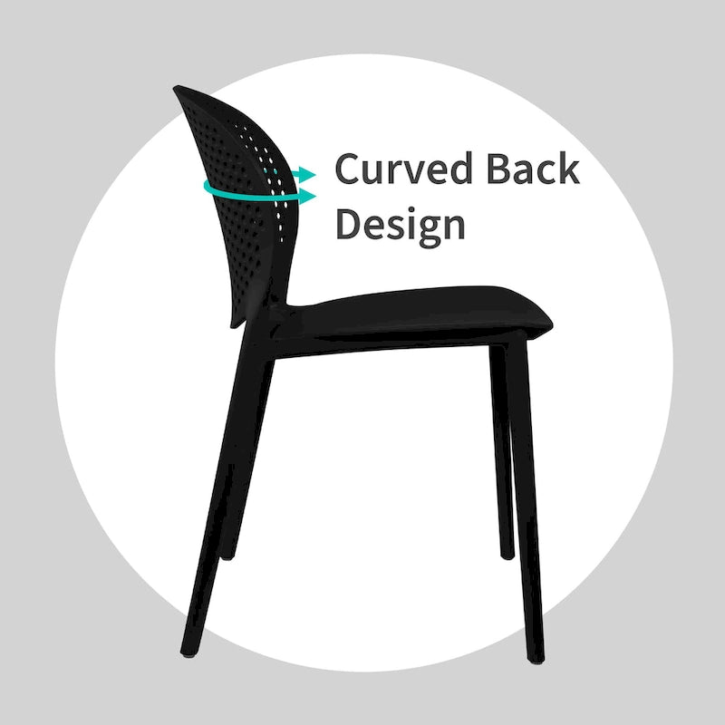 Modern Plastic Garden Patio Indoor or Outdoor Dining Stackable Chair UV Protected Armless With Dot Back Surf