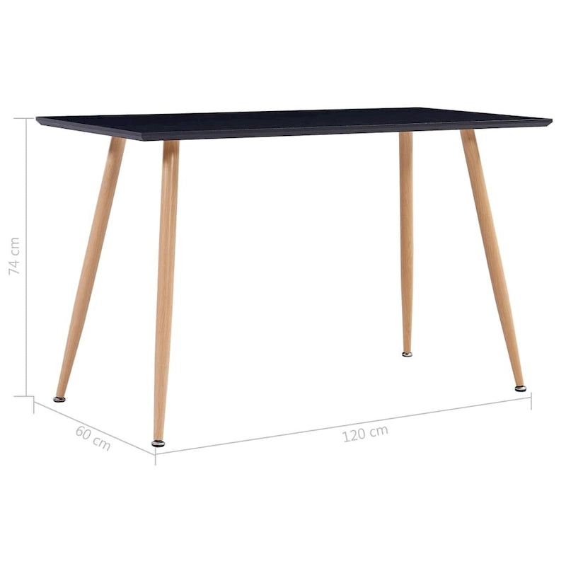vidaXL Dining Table Black and Oak 47.2x23.6x29.1 MDF