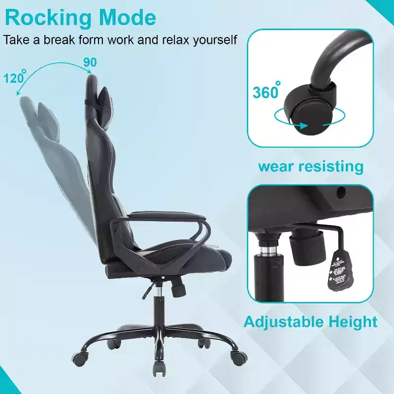 Sedia da ufficio FDW Sedia da gaming Sedia da scrivania Sedia direzionale con supporto lombare Sgabello regolabile Sedia da computer girevole con ruote