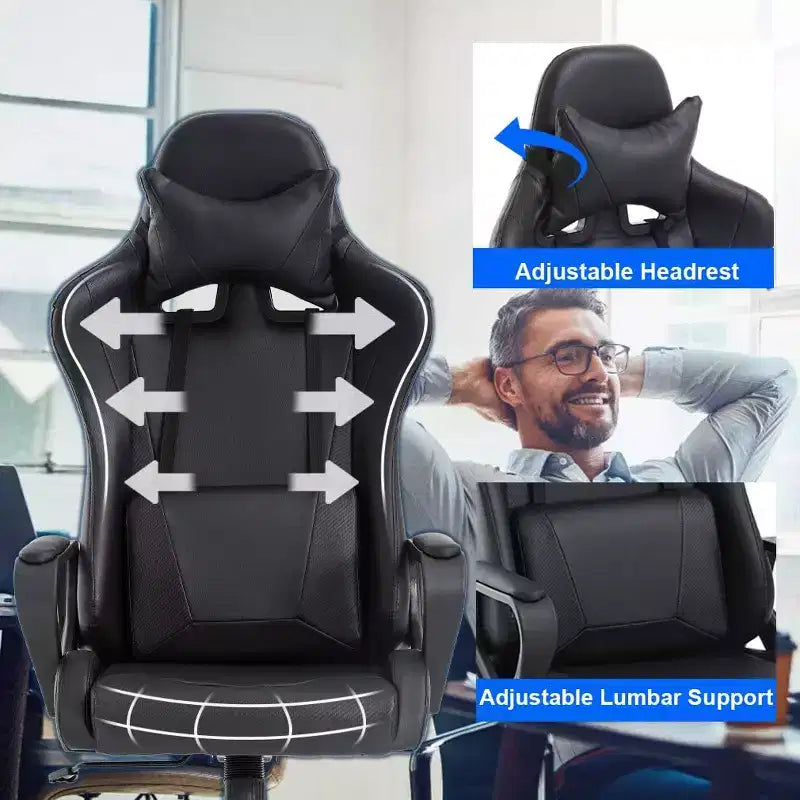 Sedia da ufficio FDW Sedia da gaming Sedia da scrivania Sedia direzionale con supporto lombare Sgabello regolabile Sedia da computer girevole con ruote