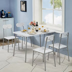 VECELO Dining Table Set, Kitchen Table with 2/4 Chairs, Metal and Wood Rectangular 3/5-Piece Dining Set