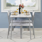 Set tavolo da pranzo VECELO, tavolo da cucina con 2/4 sedie, set da pranzo rettangolare in metallo e legno da 3/5 pezzi