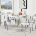 Set tavolo da pranzo VECELO, tavolo da cucina con 2/4 sedie, set da pranzo rettangolare in metallo e legno da 3/5 pezzi