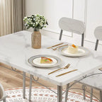 Set tavolo da pranzo VECELO, tavolo da cucina con 2/4 sedie, set da pranzo rettangolare in metallo e legno da 3/5 pezzi