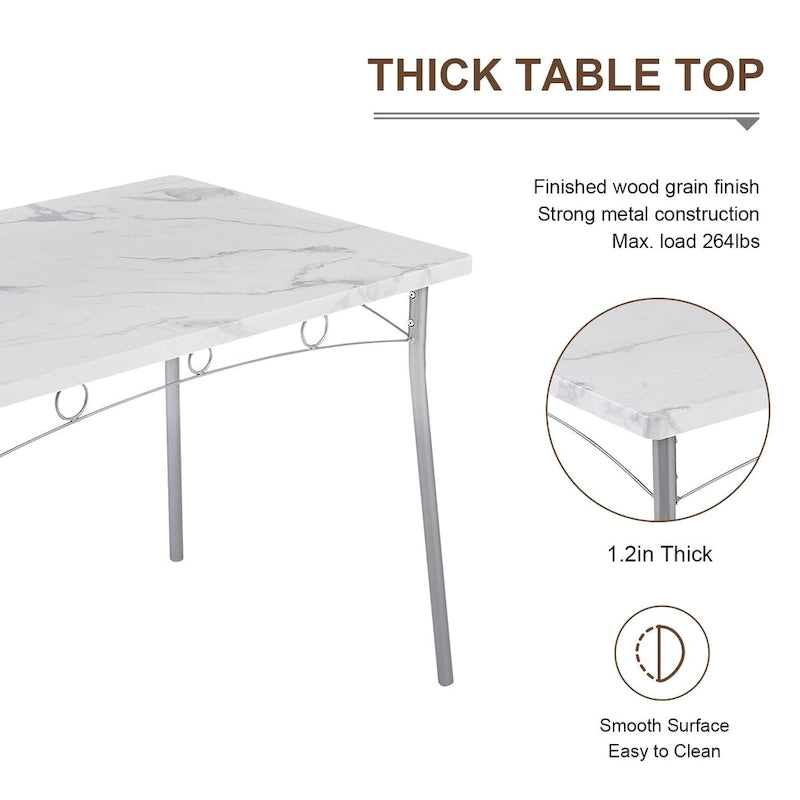 Set tavolo da pranzo VECELO, tavolo da cucina con 2/4 sedie, set da pranzo rettangolare in metallo e legno da 3/5 pezzi