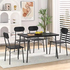 Set tavolo da pranzo VECELO, tavolo da cucina con 2/4 sedie, set da pranzo rettangolare in metallo e legno da 3/5 pezzi
