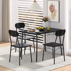 Set tavolo da pranzo VECELO, tavolo da cucina con 2/4 sedie, set da pranzo rettangolare in metallo e legno da 3/5 pezzi