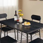 Set tavolo da pranzo VECELO, tavolo da cucina con 2/4 sedie, set da pranzo rettangolare in metallo e legno da 3/5 pezzi