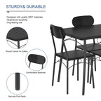 Set tavolo da pranzo VECELO, tavolo da cucina con 2/4 sedie, set da pranzo rettangolare in metallo e legno da 3/5 pezzi
