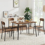 Set tavolo da pranzo VECELO, tavolo da cucina con 2/4 sedie, set da pranzo rettangolare in metallo e legno da 3/5 pezzi