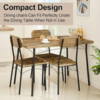 Set tavolo da pranzo VECELO, tavolo da cucina con 2/4 sedie, set da pranzo rettangolare in metallo e legno da 3/5 pezzi