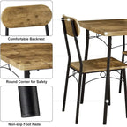 Set tavolo da pranzo VECELO, tavolo da cucina con 2/4 sedie, set da pranzo rettangolare in metallo e legno da 3/5 pezzi