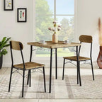 Set tavolo da pranzo VECELO, tavolo da cucina con 2/4 sedie, set da pranzo rettangolare in metallo e legno da 3/5 pezzi