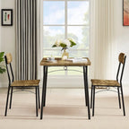 Set tavolo da pranzo VECELO, tavolo da cucina con 2/4 sedie, set da pranzo rettangolare in metallo e legno da 3/5 pezzi