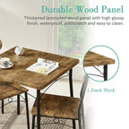 Set tavolo da pranzo VECELO, tavolo da cucina con 2/4 sedie, set da pranzo rettangolare in metallo e legno da 3/5 pezzi