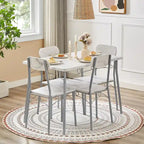 Set tavolo da pranzo VECELO, tavolo da cucina con 2/4 sedie, set da pranzo rettangolare in metallo e legno da 3/5 pezzi