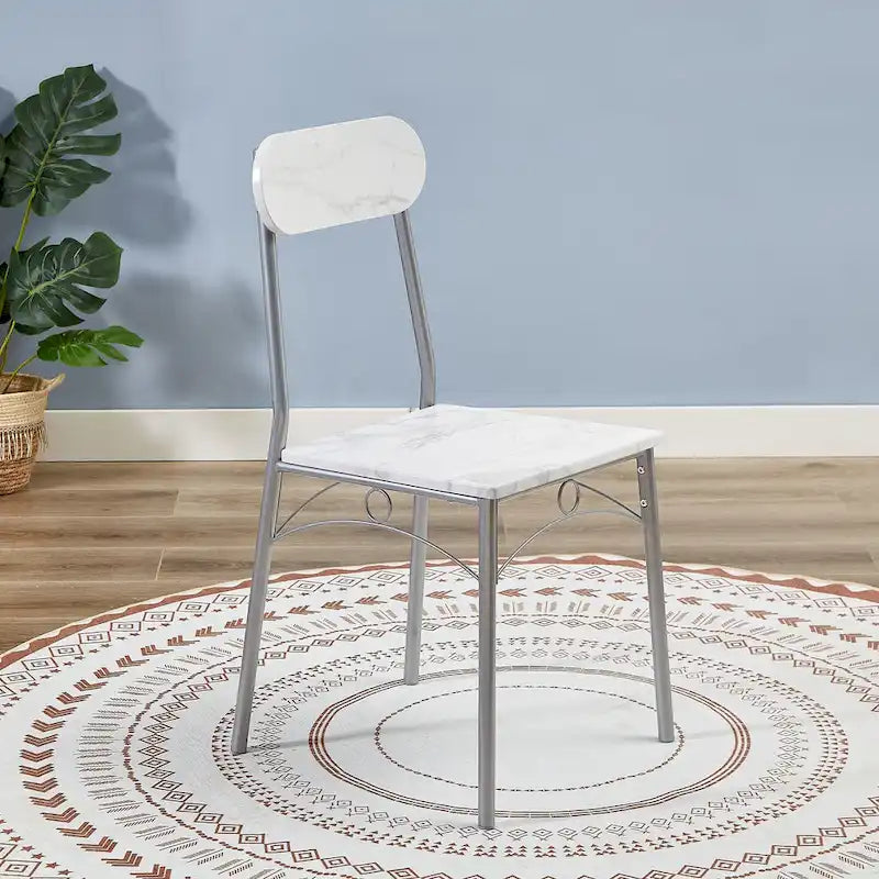 Set tavolo da pranzo VECELO, tavolo da cucina con 2/4 sedie, set da pranzo rettangolare in metallo e legno da 3/5 pezzi