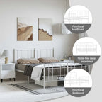 vidaXL Metal Bed Frame with Headboard, No Mattress