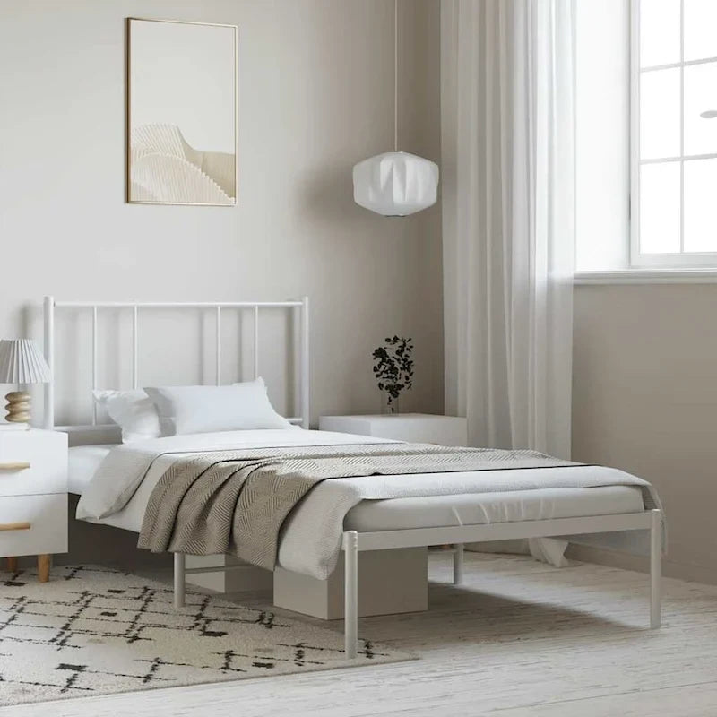 vidaXL Metal Bed Frame with Headboard, No Mattress