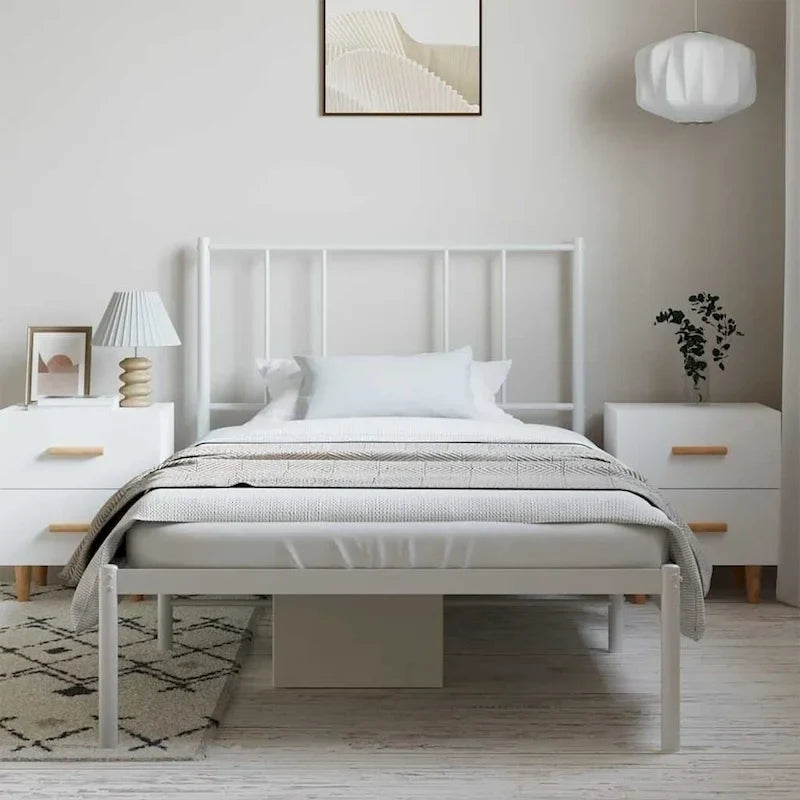 vidaXL Metal Bed Frame with Headboard, No Mattress