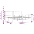 vidaXL Metal Bed Frame with Headboard, No Mattress