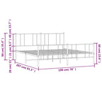 vidaXL Metal Bed Frame with Headboard, No Mattress