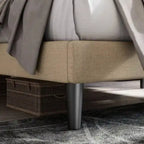 Linen Upholstered Adjustable Height Platform Bed with Button-Tufted Headboard